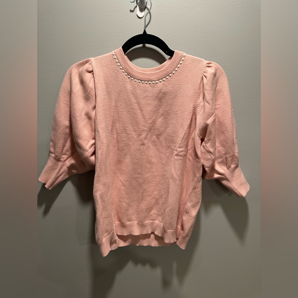 CeCe Pink Puff Sleeve Sweater
